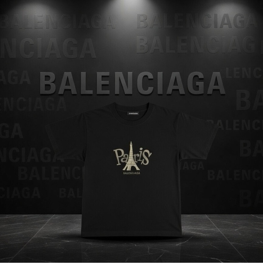 Balenciaga Black Tee with Paris Eiffel Tower Design Unisex Kids 10 - Picture 3 of 3